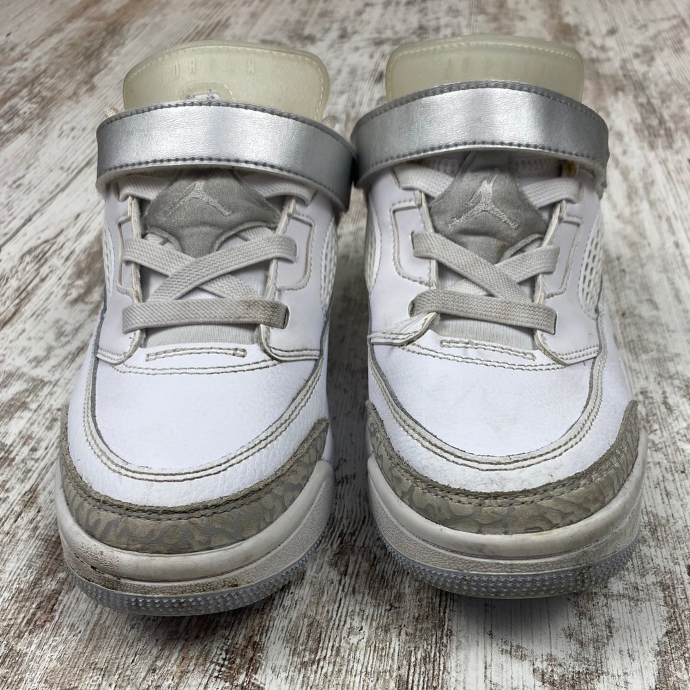 Jordan Spizike Low PS White Gray Silver Elephant Print Retro Sneakers Boys‎ 3Y